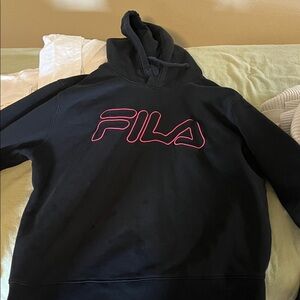 Black/pink fila hoodie size M